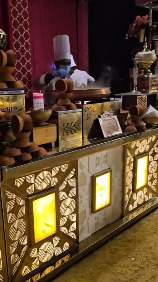 N-Sattu Cuisine illuminated buffet presentation